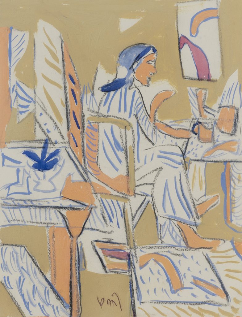 Untitled by K. G. Subramanyan, 2007, Charcoal and gouache on paper, H. 37 cm x W.28 cm, MAC.01895