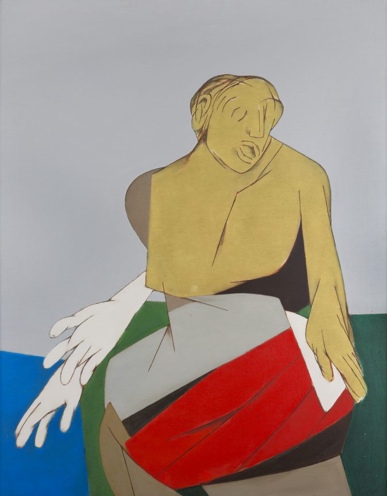 Drummer, Tyeb Mehta, 1988, Oil on canvas, H. 115 x W. 90 cm, MAC.00459, Collection: Museum of Art & Photography (MAP)
